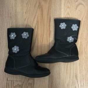 Rachel Shoes Zip Up Floral Boots Sz 10 Black